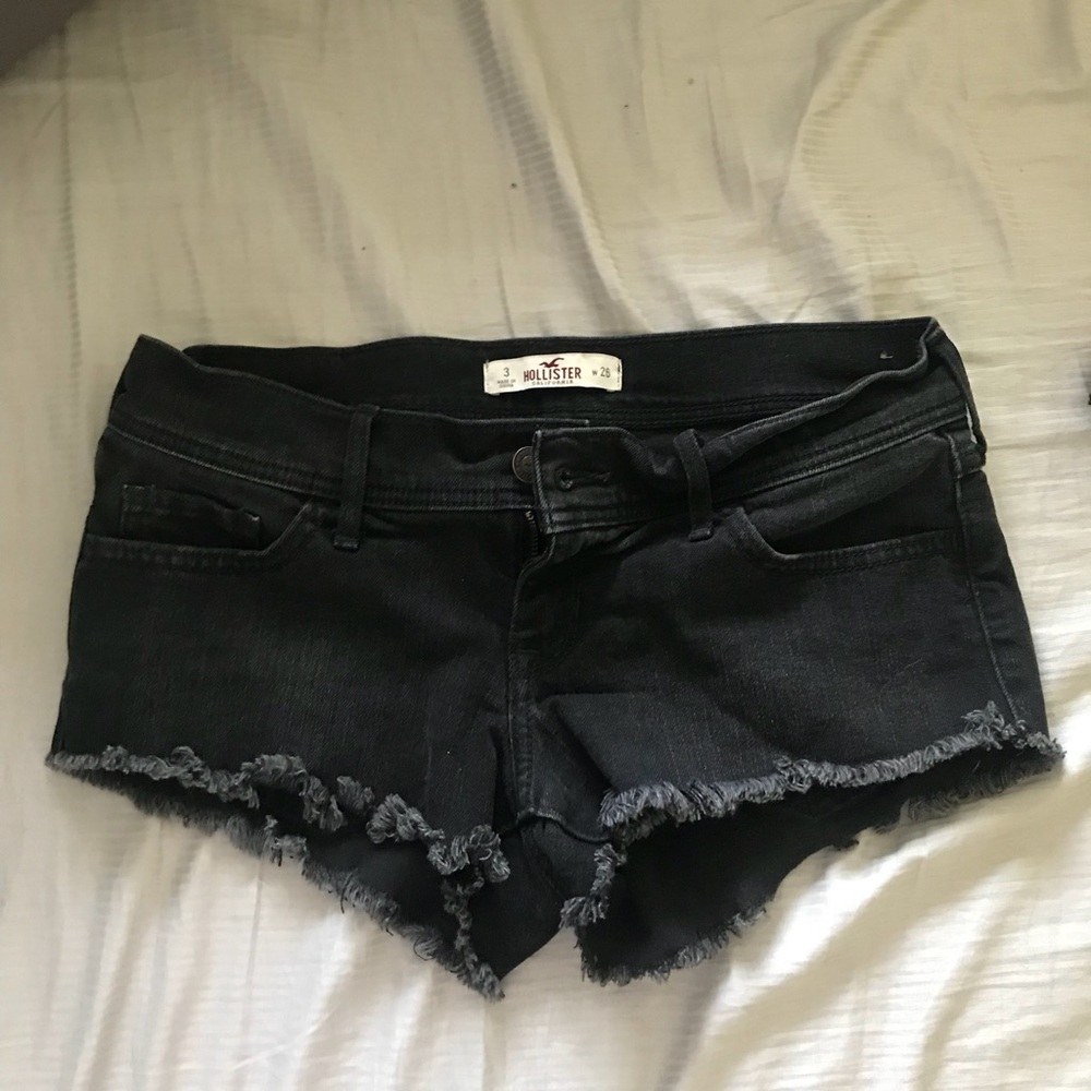 Black faded low waisted shorts